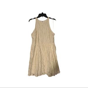 NWT Lauren Conrad Sz 12 lined cream lace sleeveless fit & flare style dress.